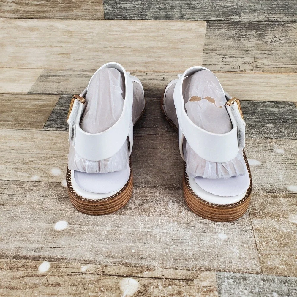 Franco Sarto Glenni Womens Sandals Sz 6.5 M White Leather Ankle Strap Strappy